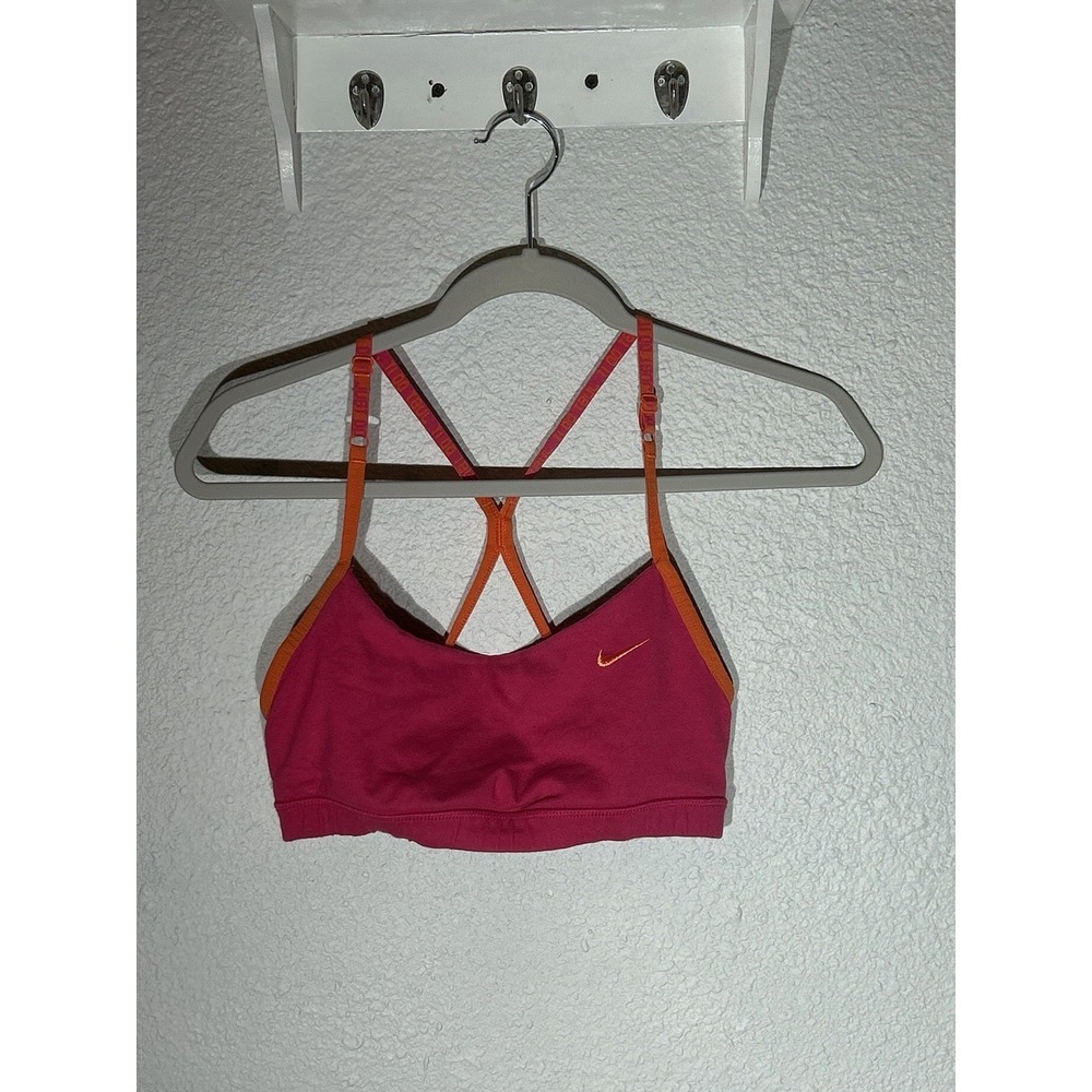 Nike Dri Fit Sports Bra Child's Medium Pink And Orange